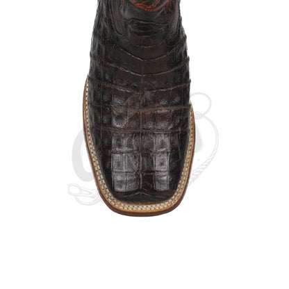 Los Altos Men Caiman Belly Black Cherry 8228218 Square Toe Boot