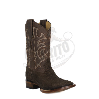 Los Altos Men Python Nobuck Brown 822N5707 Square Toe Boot