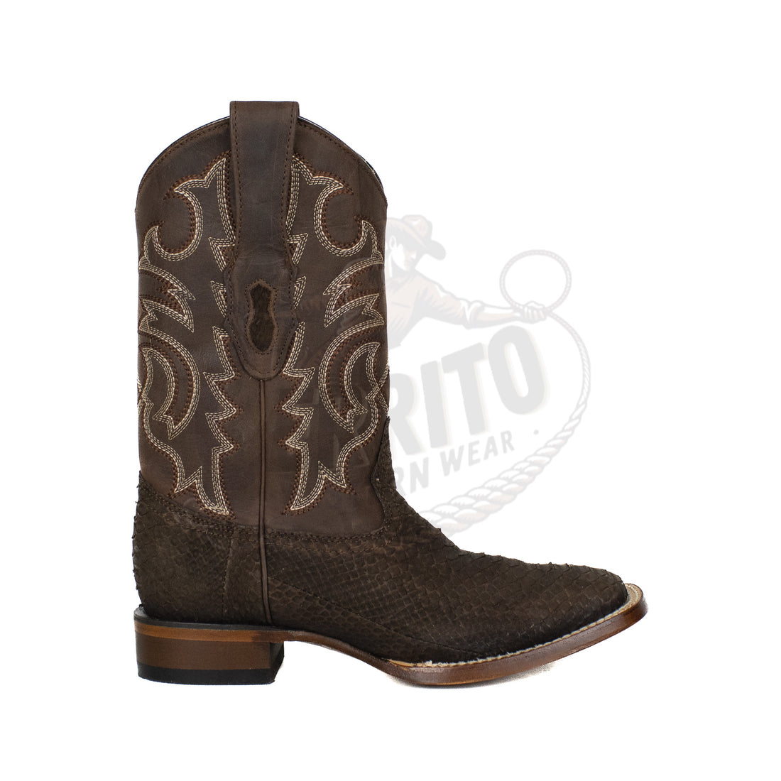 Los Altos Men Python Nobuck Brown 822N5707 Square Toe Boot