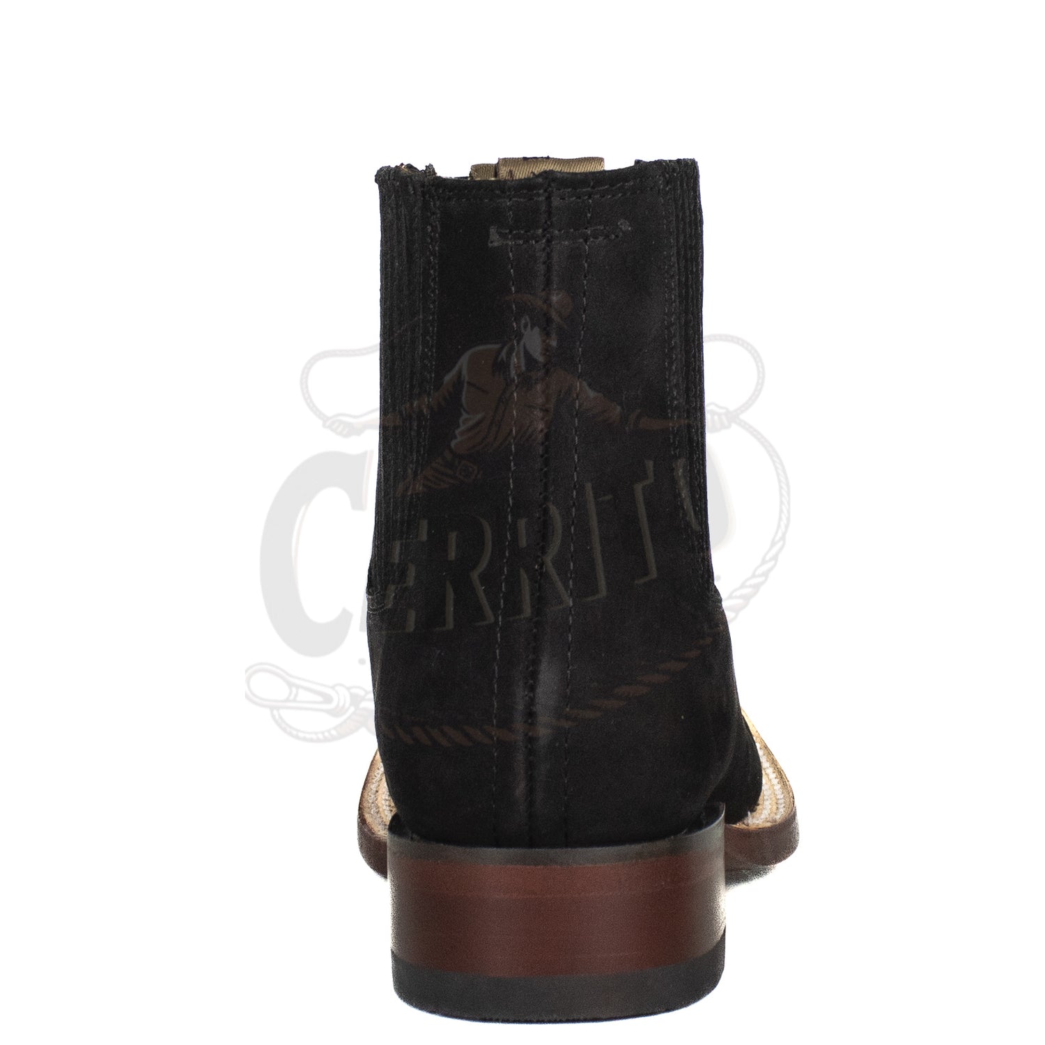 Los Altos Men Cowhide Square Toe Ankle Boot 82BM26305 Nobuck Black