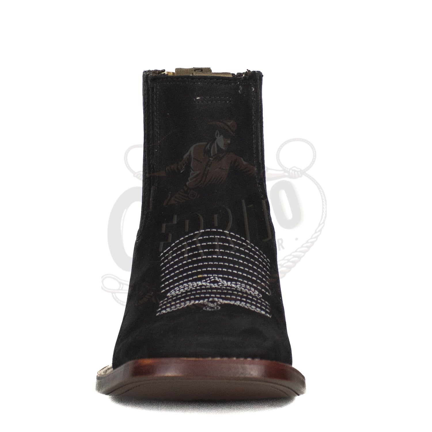 Los Altos Men Cowhide Square Toe Ankle Boot 82BM26305 Nobuck Black