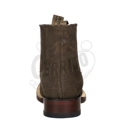 Los Altos Men Cowhide Square Toe Ankle Boot 82BM26359 Nobuck Dark Tabacco