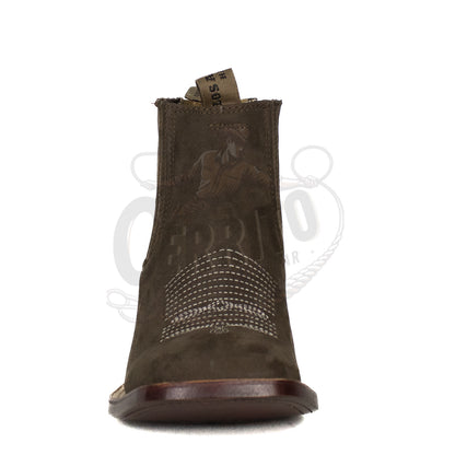 Los Altos Men Cowhide Square Toe Ankle Boot 82BM26359 Nobuck Dark Tabacco