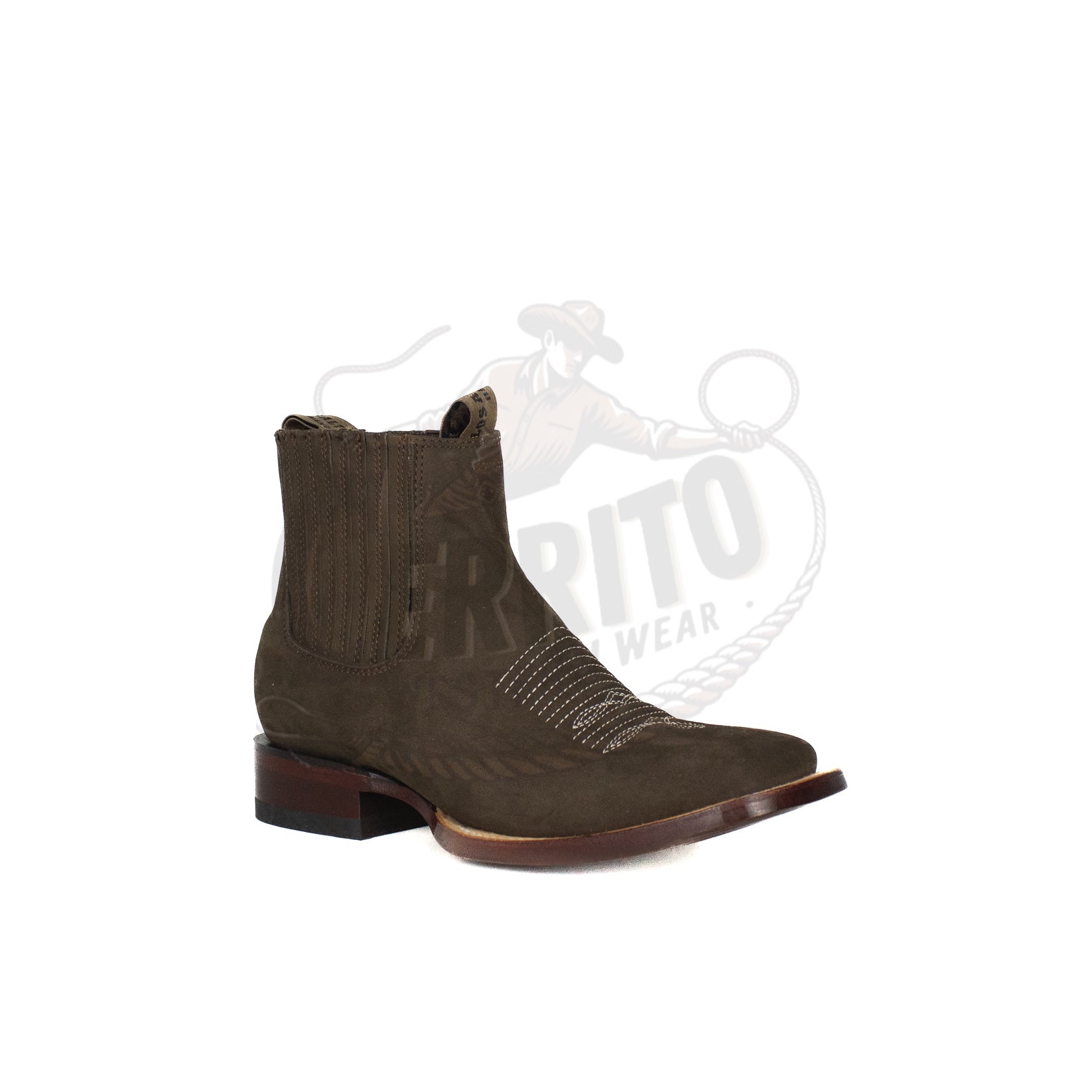 Los Altos Men Cowhide Square Toe Ankle Boot 82BM26359 Nobuck Dark Tabacco
