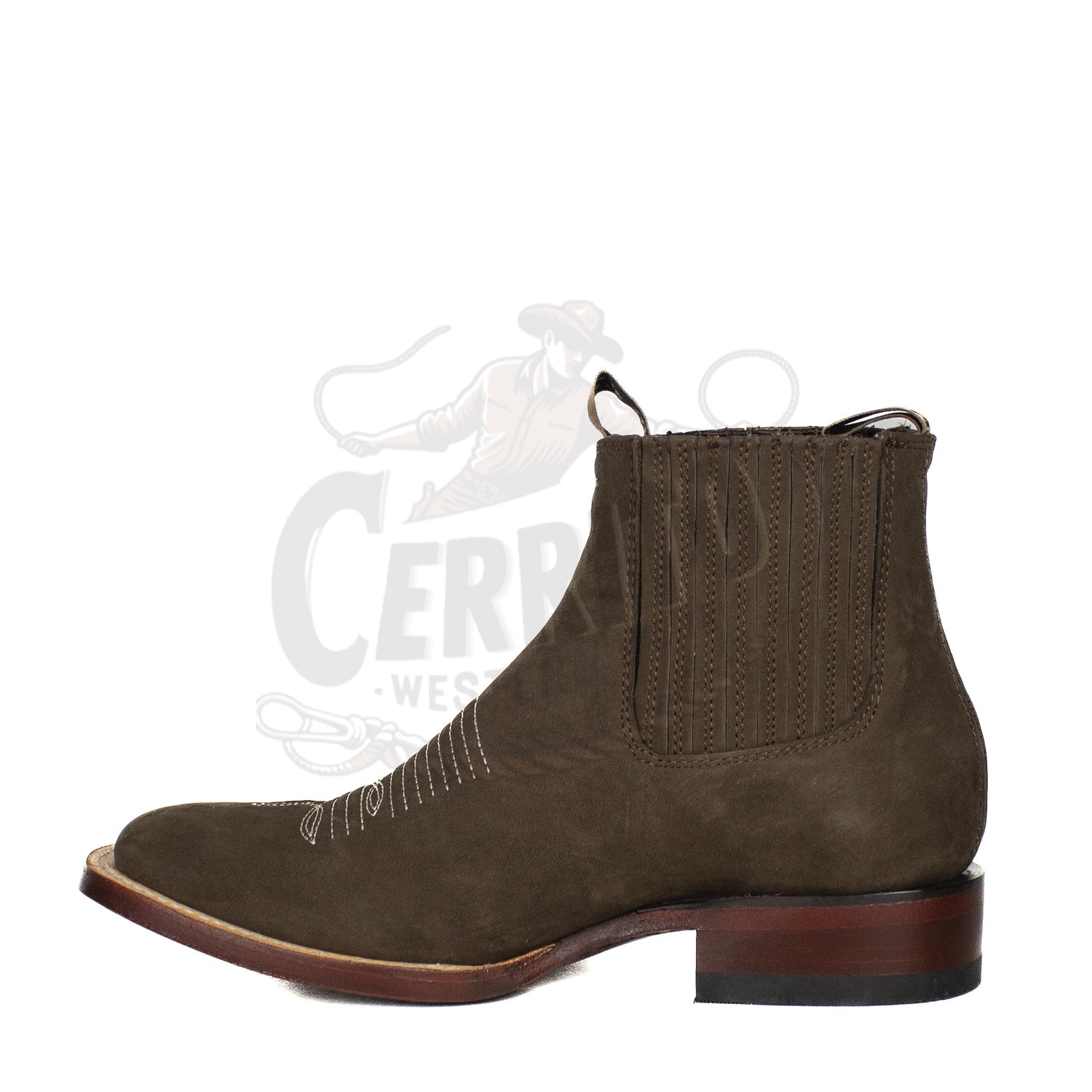 Los Altos Men Cowhide Square Toe Ankle Boot 82BM26359 Nobuck Dark Tabacco