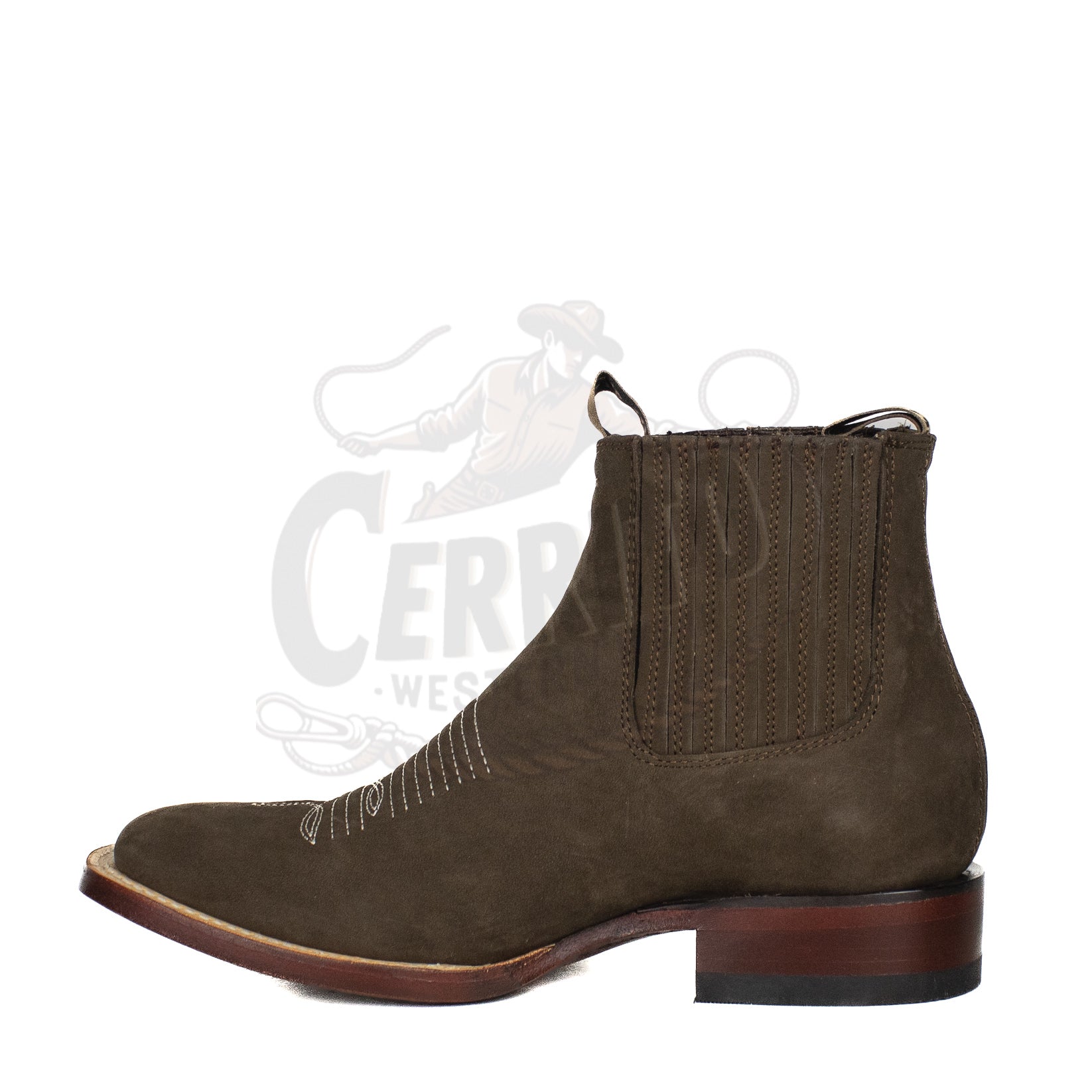 Los Altos Men Cowhide Square Toe Ankle Boot 82BM26359 Nobuck Dark Tabacco