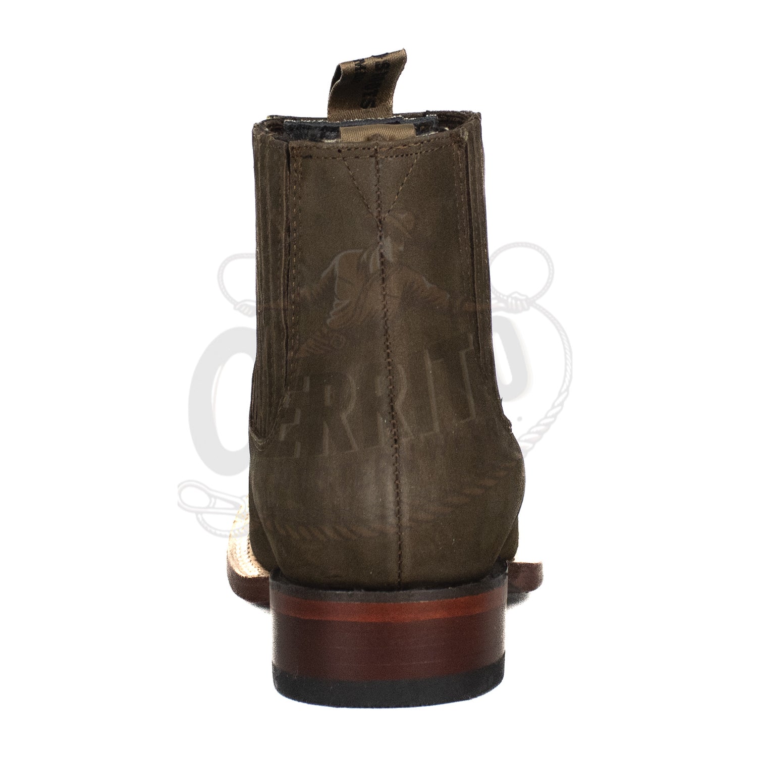 Los Altos Men Nobuck Dark Tabacco Square Toe 82BM6359 Ankle Boot