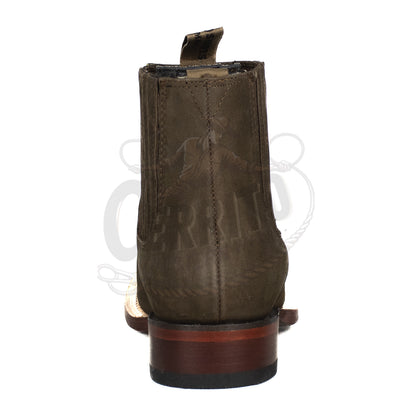Los Altos Men Nobuck Dark Tabacco Square Toe 82BM6359 Ankle Boot