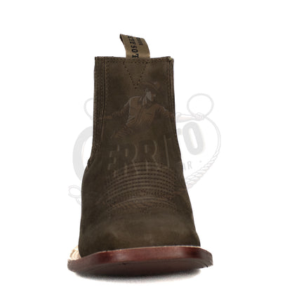 Los Altos Men Nobuck Dark Tabacco Square Toe 82BM6359 Ankle Boot