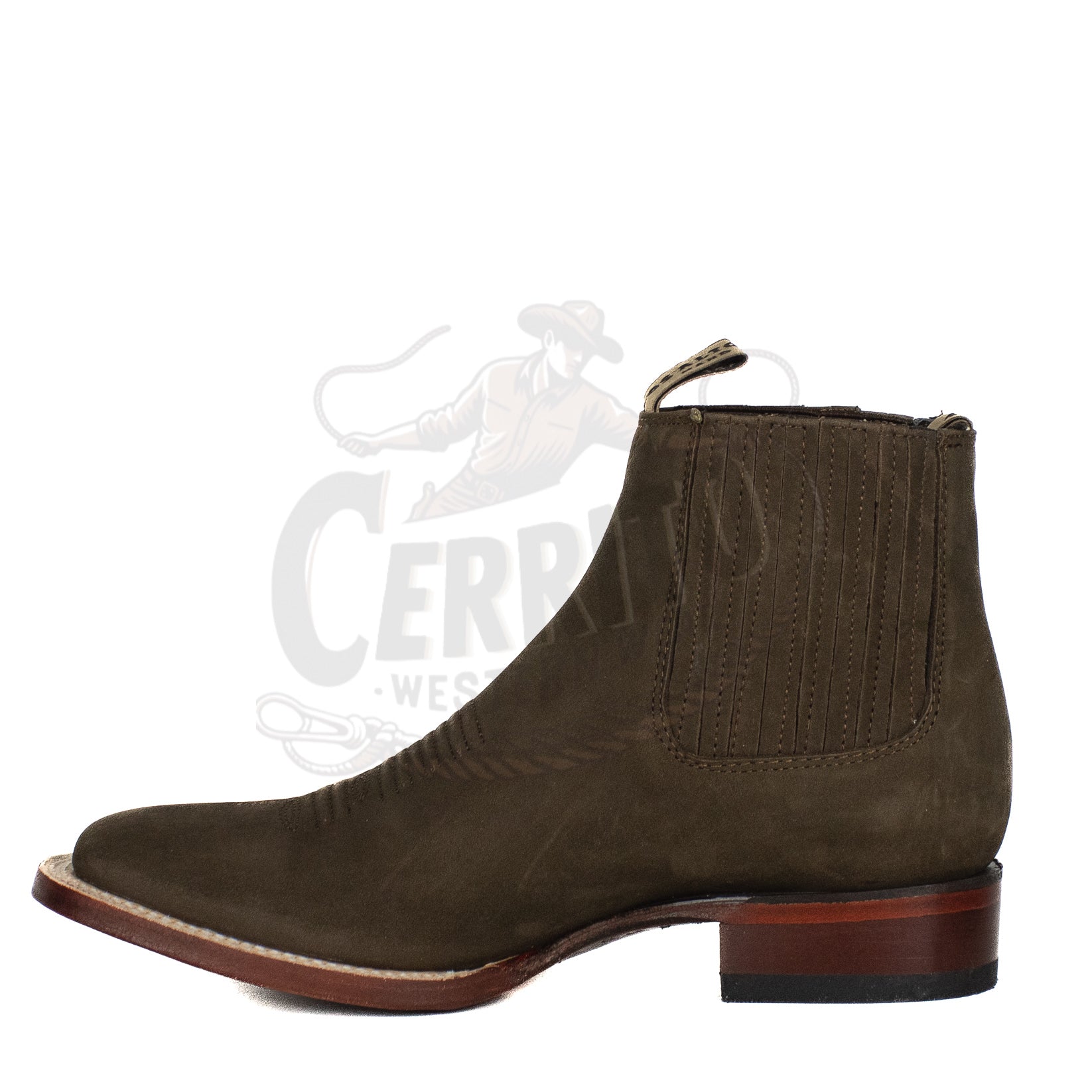 Los Altos Men Nobuck Dark Tabacco Square Toe 82BM6359 Ankle Boot