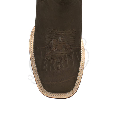 Los Altos Men Nobuck Dark Tabacco Square Toe 82BM6359 Ankle Boot