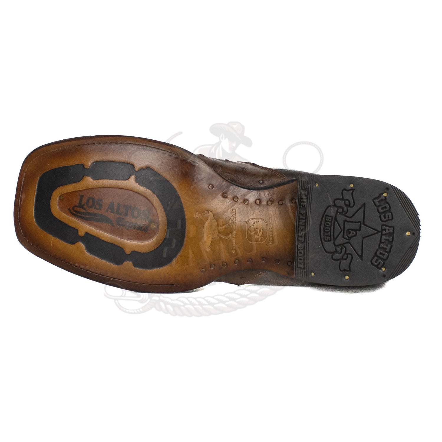 Los Altos Men Ostrich Tabaco 82BV0359 Square Toe Ankle Boot