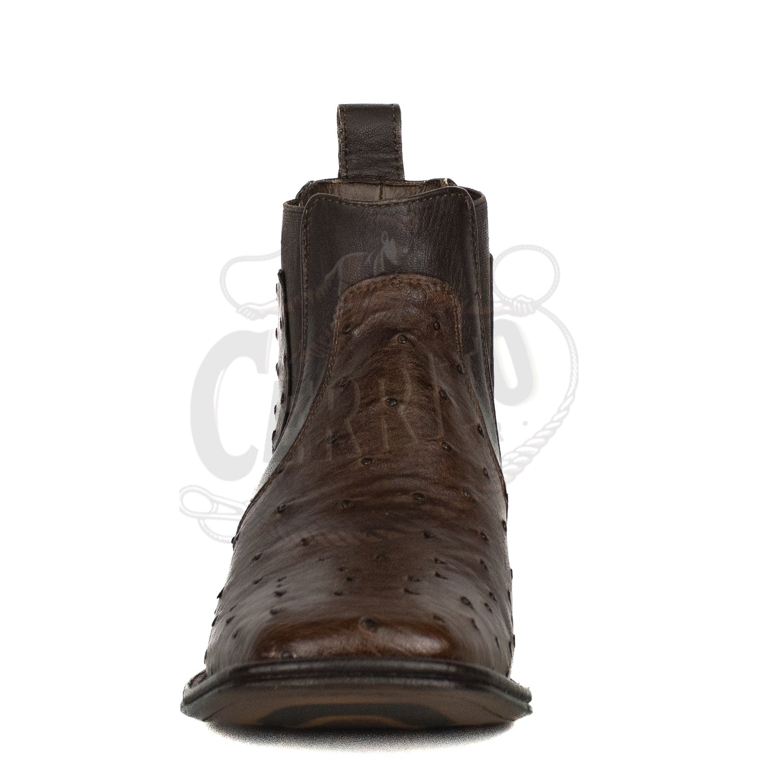 Los Altos Men Ostrich Tabaco 82BV0359 Square Toe Ankle Boot