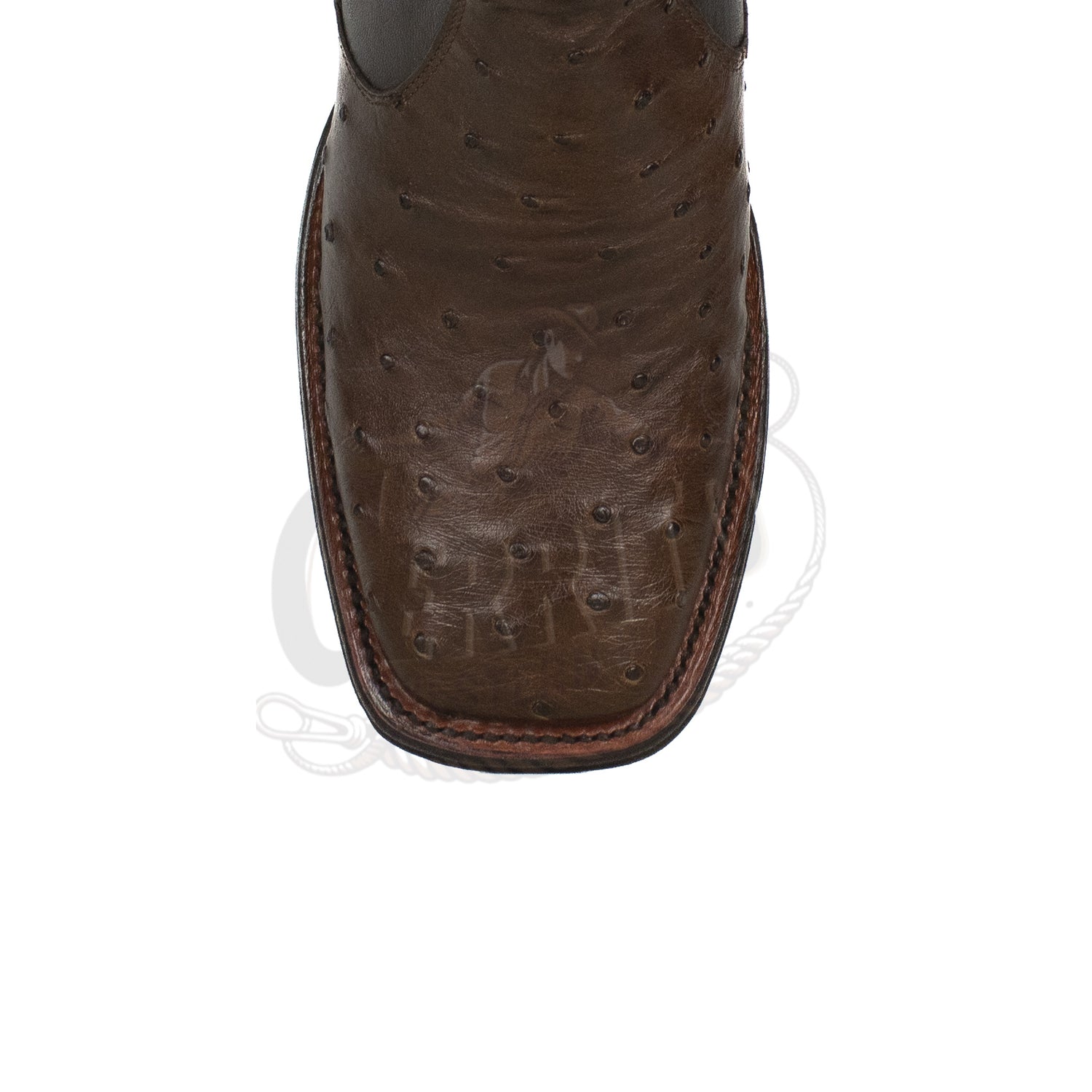 Los Altos Men Ostrich Tabaco 82BV0359 Square Toe Ankle Boot