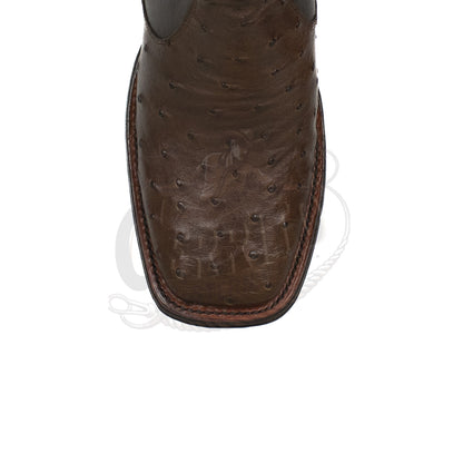 Los Altos Men Ostrich Tabaco 82BV0359 Square Toe Ankle Boot