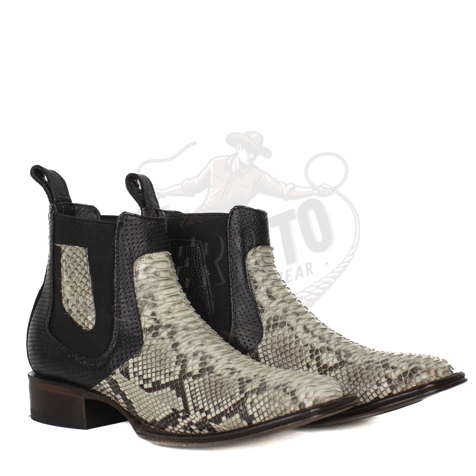 Los Altos Men Python Natural 82BV5749 Square Ankle Boot