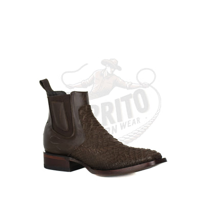Los Altos Men Python Nobuck Brown 82BVN5707 Square Ankle Boot