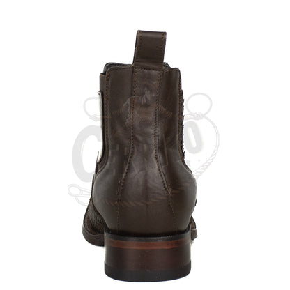 Los Altos Men Python Nobuck Brown 82BVN5707 Square Ankle Boot