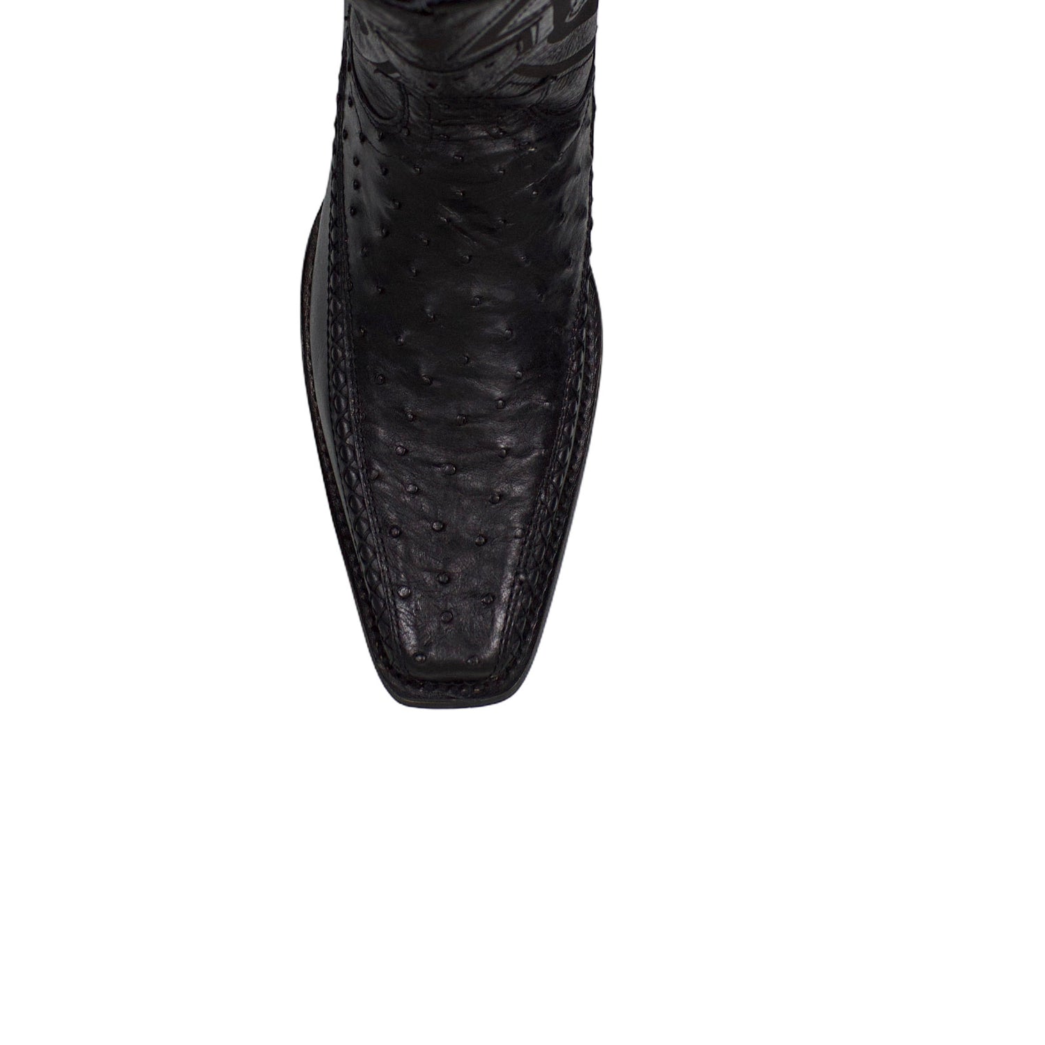 Los Altos Men Ostrich Black Narrow European Square Toe 77LFI0305 Boot