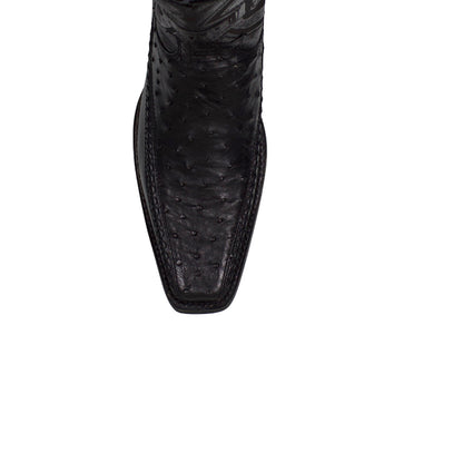 Los Altos Men Ostrich Black Narrow European Square Toe 77LFI0305 Boot