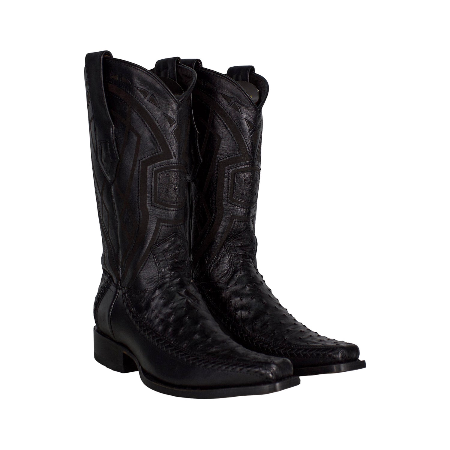Los Altos Men Ostrich Black Narrow European Square Toe 77LFI0305 Boot
