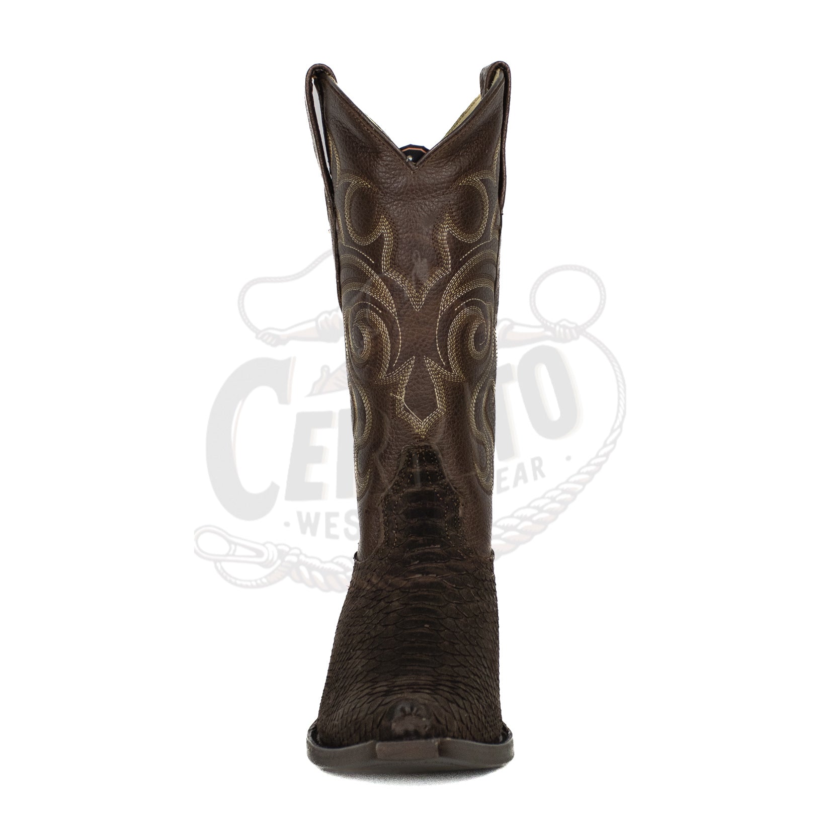 Los Altos Men Python Nobuck Brown 94N5707 Snip Toe Boots