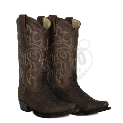 Los Altos Men Python Nobuck Brown 94N5707 Snip Toe Boots