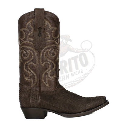Los Altos Men Python Nobuck Brown 94N5707 Snip Toe Boots