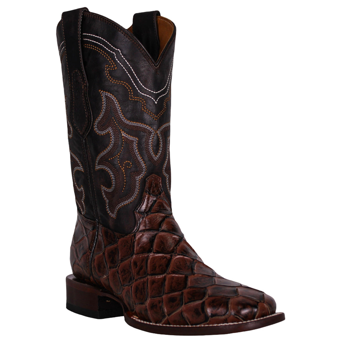 Cerrito Men Print Pirarucu Cafe ISB310C Square Toe Boot