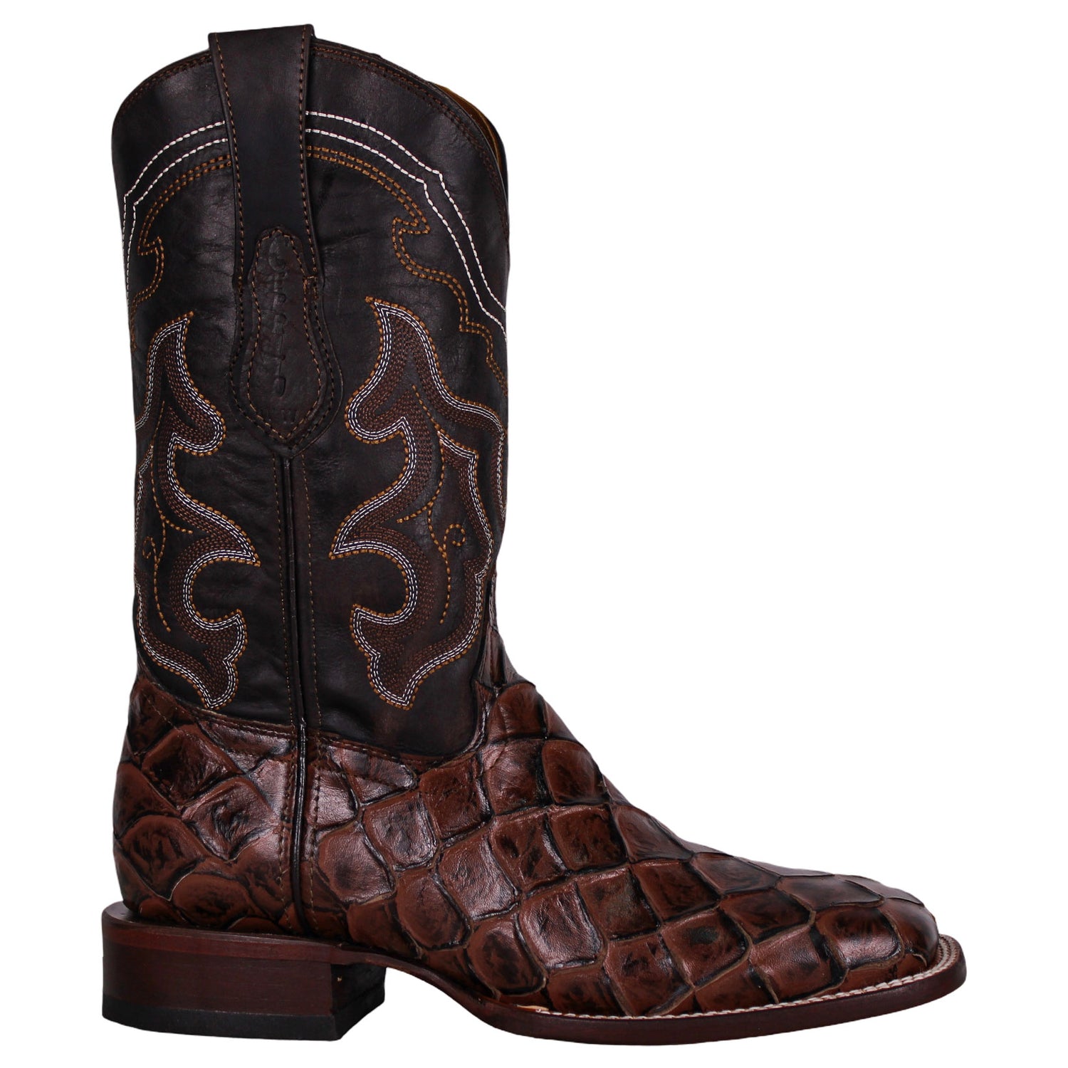 Cerrito Men Print Pirarucu Cafe ISB310C Square Toe Boot