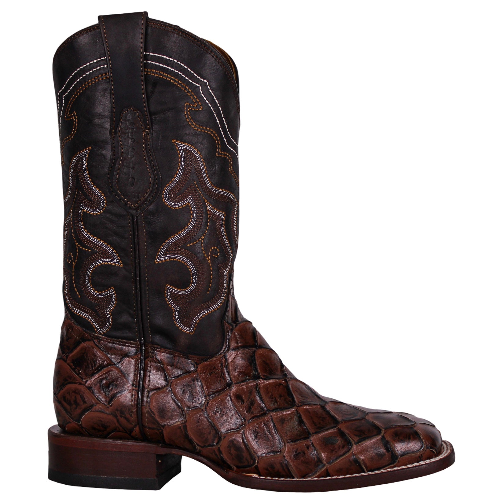 Cerrito Men Print Pirarucu Cafe ISB310C Square Toe Boot