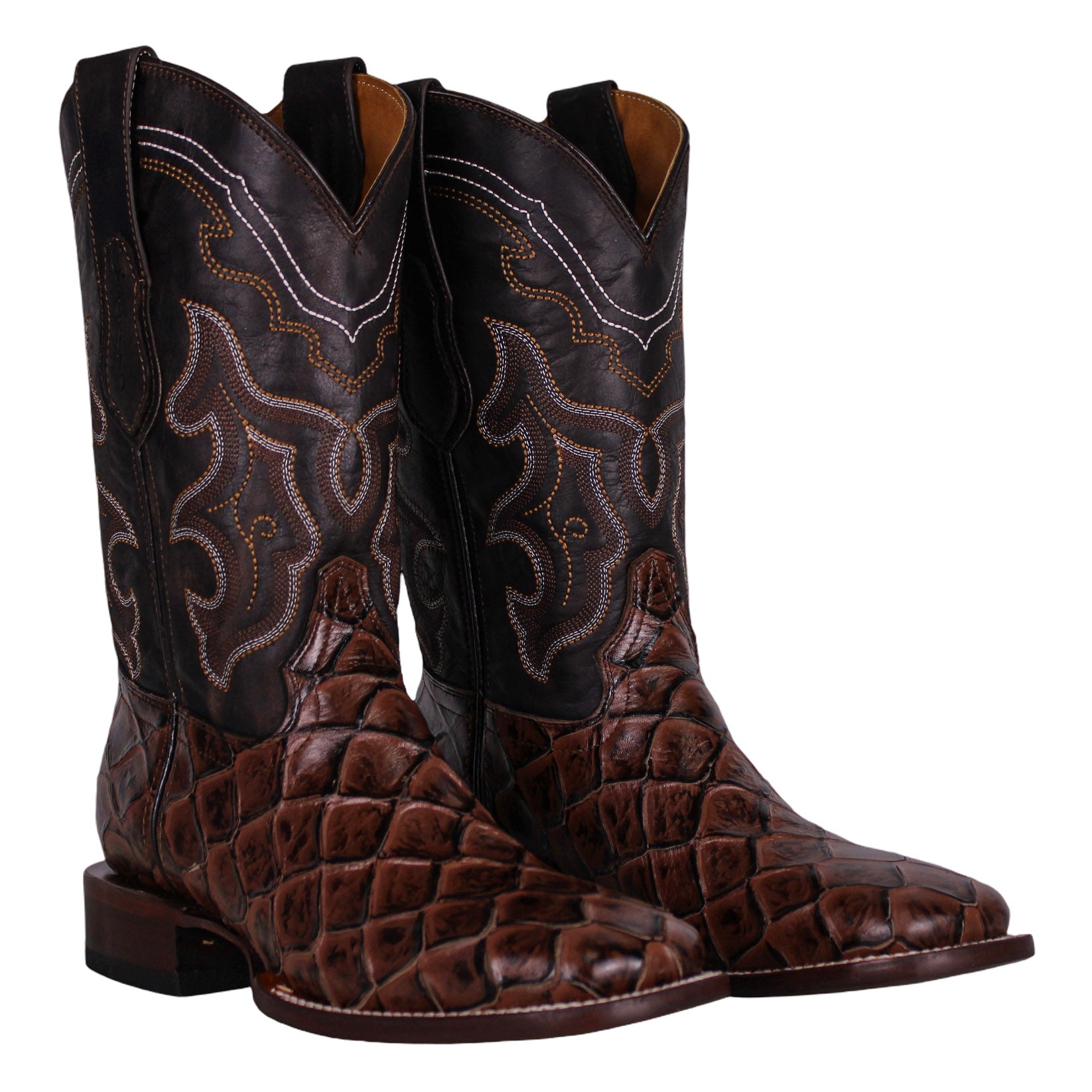 Cerrito Men Print Pirarucu Cafe ISB310C Square Toe Boot