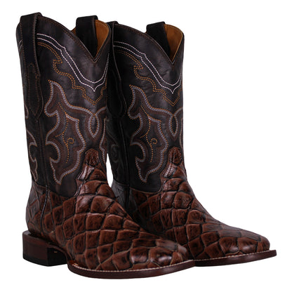 Cerrito Men Print Pirarucu Cafe ISB310C Square Toe Boot