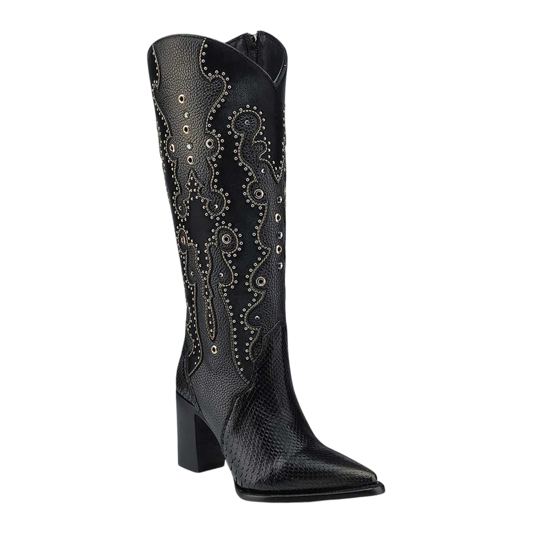 Cuadra WMN Python Knee-High Boots 4I14PH Black