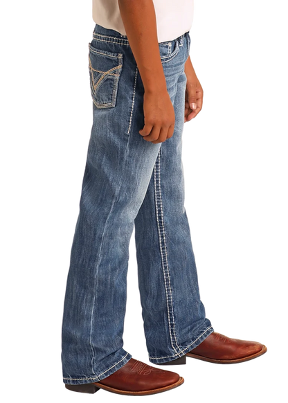 Rock &amp; Roll Kids Regular FitTop-Stitching Bootcut Jeans BB_9576