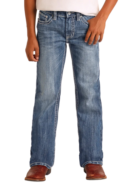 Rock &amp; Roll Kids Regular FitTop-Stitching Bootcut Jeans BB_9576