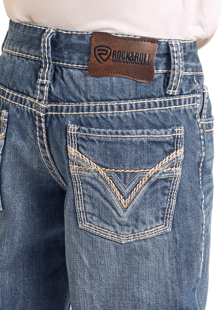 Rock &amp; Roll Kids Regular FitTop-Stitching Bootcut Jeans BB_9576