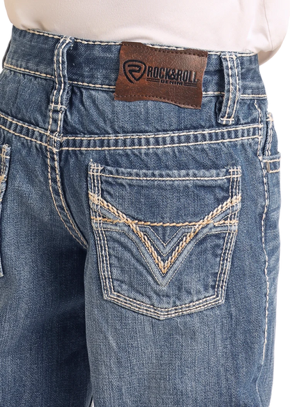 Rock &amp; Roll Kids Regular FitTop-Stitching Bootcut Jeans BB_9576