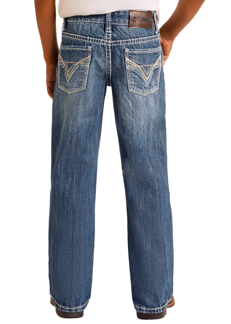 Rock &amp; Roll Kids Regular FitTop-Stitching Bootcut Jeans BB_9576