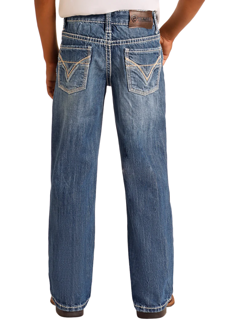 Rock &amp; Roll Kids Regular FitTop-Stitching Bootcut Jeans BB_9576