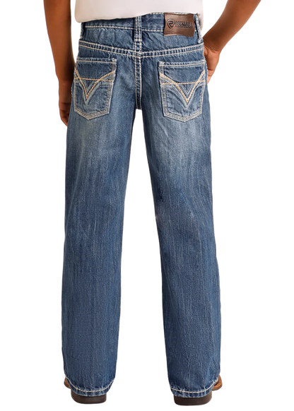 Rock &amp; Roll Kids Regular FitTop-Stitching Bootcut Jeans BB_9576