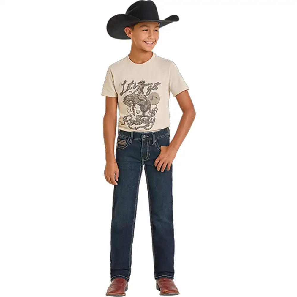 Rock &amp; Roll Kids Tri Color Emb Denim Slim Fit Jean BB1RD02485