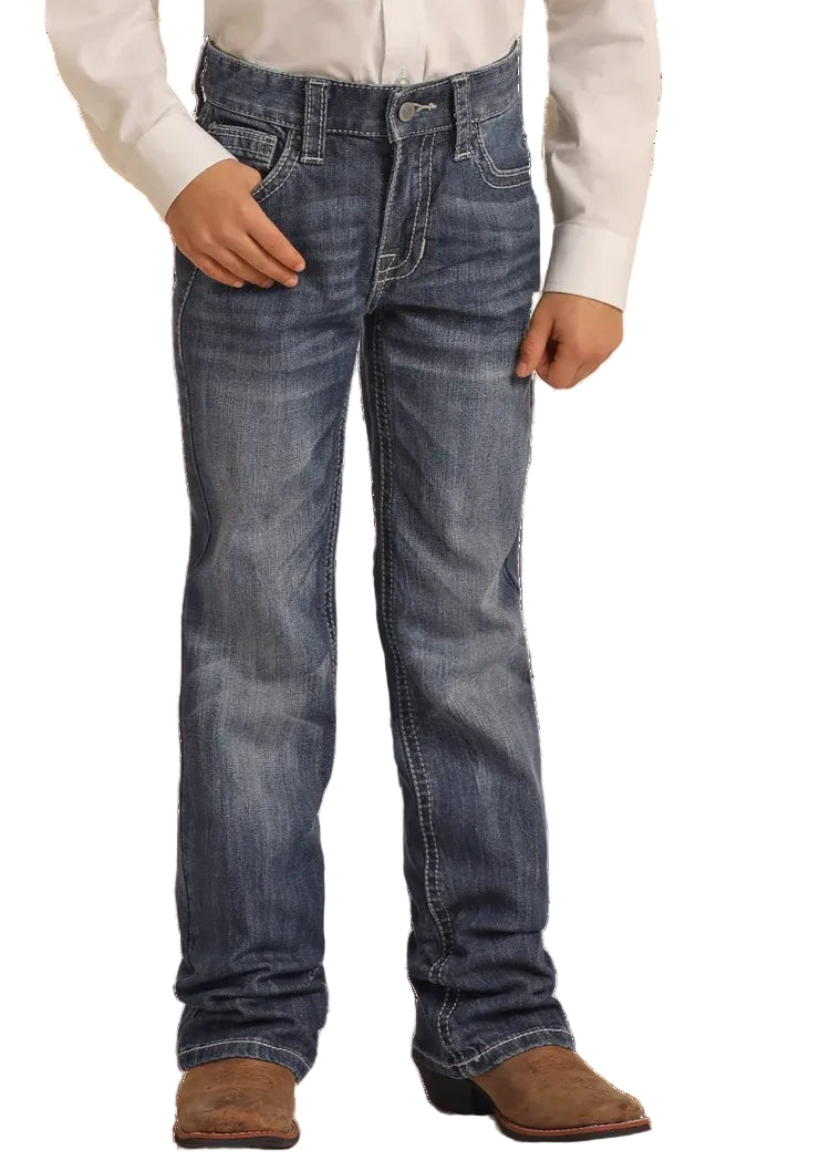 Rock &amp; Roll Kids Regular Fit Top-Stitching Bootcut Jeans BB_3482