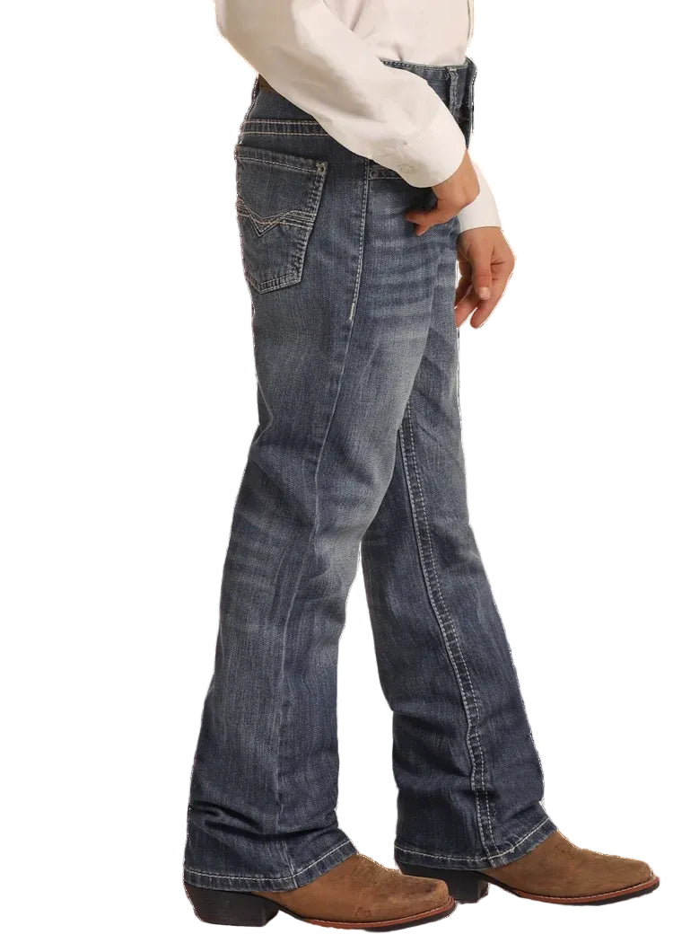 Rock &amp; Roll Kids Regular Fit Top-Stitching Bootcut Jeans BB_3482