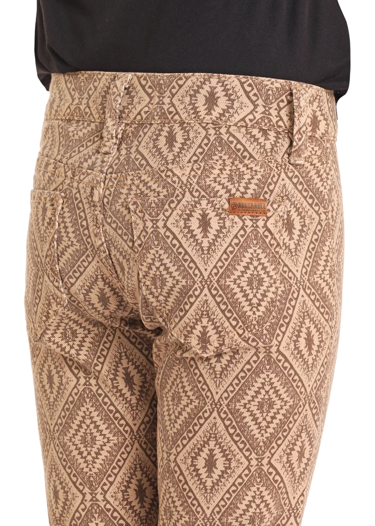 Rock &amp; Roll Kids Tan Aztec Button Flare Jeans BG6PD05305