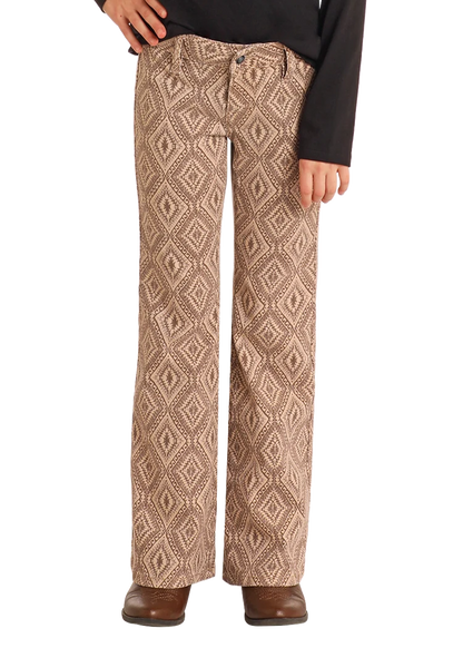 Rock &amp; Roll Kids Tan Aztec Button Flare Jeans BG6PD05305
