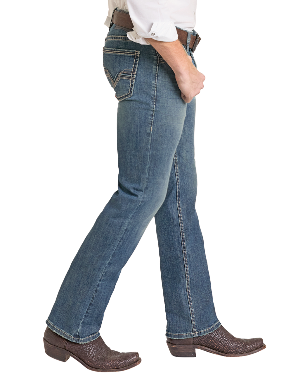 Rock &amp; Roll Men Stitch Revolver Slim Straight Jeans BM1RD03675