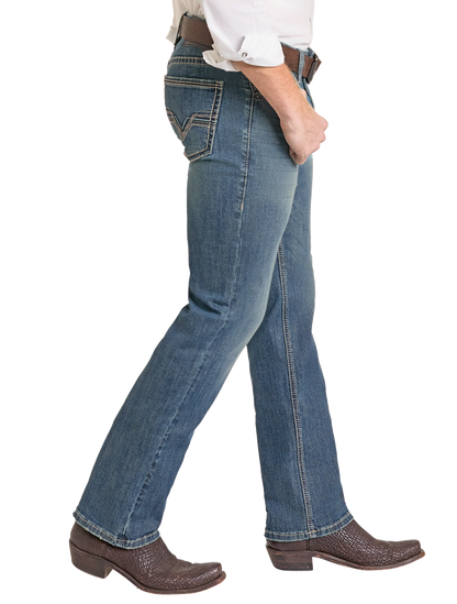 Rock &amp; Roll Men Stitch Revolver Slim Straight Jeans BM1RD03675