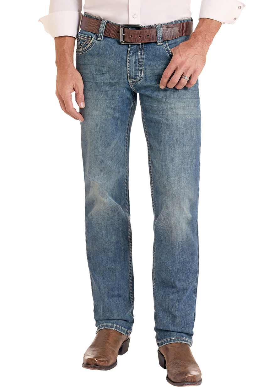 Rock &amp; Roll Men Stitch Revolver Slim Straight Jeans BM1RD03675