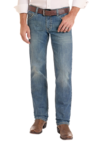Rock &amp; Roll Men Stitch Revolver Slim Straight Jeans BM1RD03675
